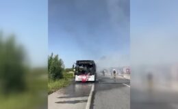 Belediye otobüsünde çıkan yangın söndürüldü