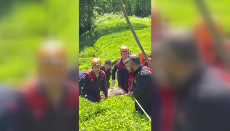 Çay bahçesinde düşerek mahsur kalan kişiyi ekipler kurtardı