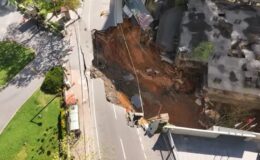 Sarıyer’de yol çöktü, Eski Büyükdere Caddesi trafiğe kapatıldı (