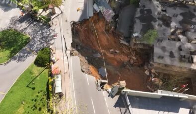 Sarıyer’de yol çöktü, Eski Büyükdere Caddesi trafiğe kapatıldı (