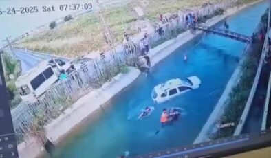 Sulama kanalına yuvarlanan cipteki 2 kişi kurtarıldı