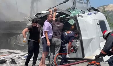 3 tırın karıştığı kazada 1 kişi öldü, 2 kişi yaralandı