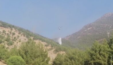 Orman yangınına helikopter ve arazözlerle müdahale sürüyor