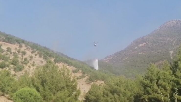 Orman yangınına helikopter ve arazözlerle müdahale sürüyor