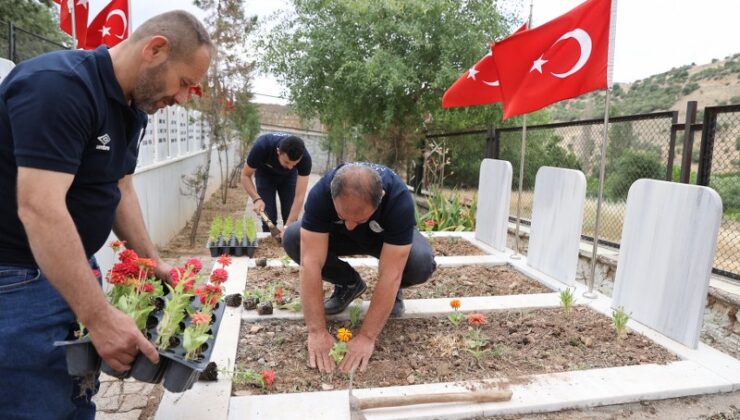 Mardin’de şehit kabirlerinde bakım ve yenileme çalışması yapıldı