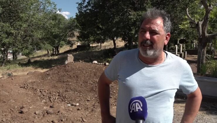 Kazdığı mezara giren adam, operatörü yasa boğdu