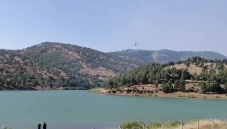 Ormanlık alanda çıkan yangına havadan ve karadan müdahale