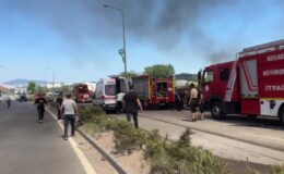 Şekerpınar’daki palet fabrikasında alevler yükseldi
