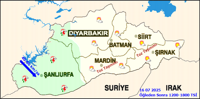 Diyarbakır ve Şanlıurfa için sağanak ve fırtına uyarısı