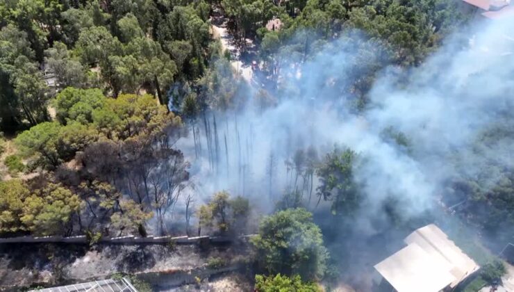 Aksu ilçesinde çıkan yangına müdahale ediliyor