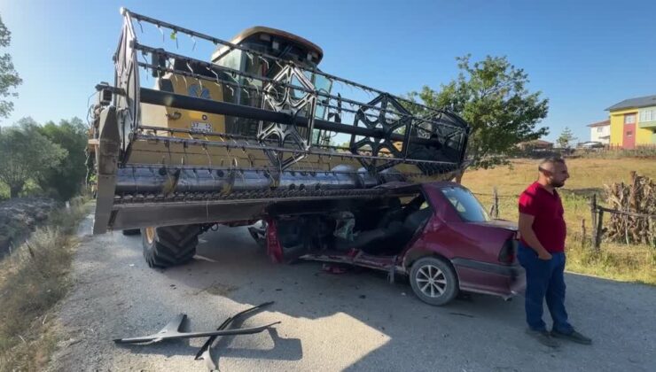Çakıllı köyünde otomobil biçerdöverle çarpıştı, sürücü öldü
