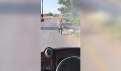 Ceza infaz kurumu personeli, mesaiye gittikleri sırada fark ettikleri yangına müdahale etti