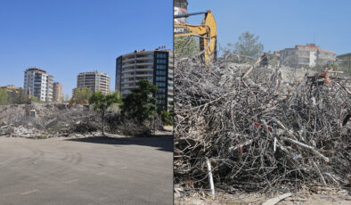O bloğun yıkımı tamamlandı, hurdalar için çalışmalar sürüyor