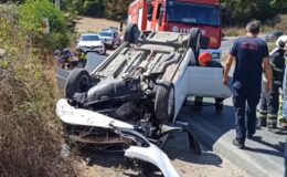 Duvara çarparak devrilen otomobildeki kadın öldü, eşi yaralandı