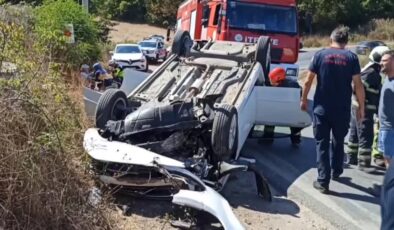 Duvara çarparak devrilen otomobildeki kadın öldü, eşi yaralandı