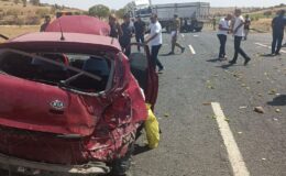 Mardin’de tır ile otomobilin çarpıştığı kazada 3 kişi yaralandı
