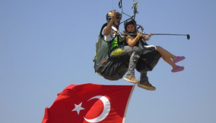 Bedensel engelli genç kızın yamaç paraşütü hayali gerçekleştirildi