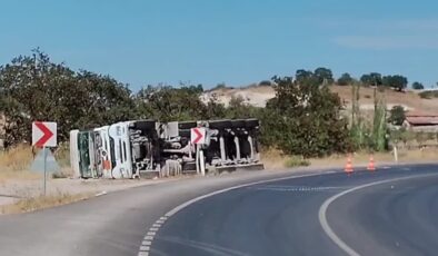 Devrilen amonyum nitrat yüklü tankerin sürücüsü yaralandı
