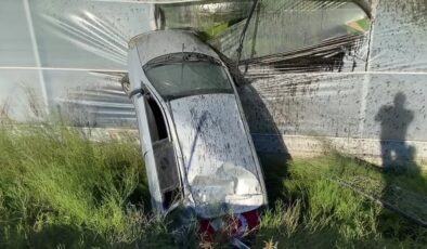 Muz serasına çarpan otomobil sürücüsü yaralandı