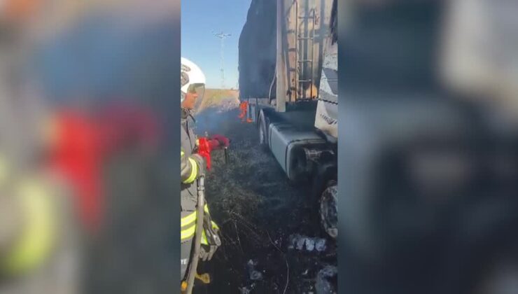 Saman yüklü tırda çıkan yangın söndürüldü