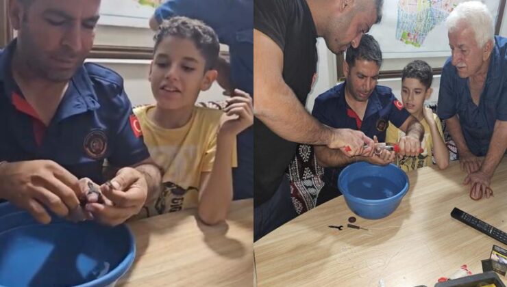 Parmağına vida pulu sıkışan çocuk itfaiye ekiplerince kurtarıldı
