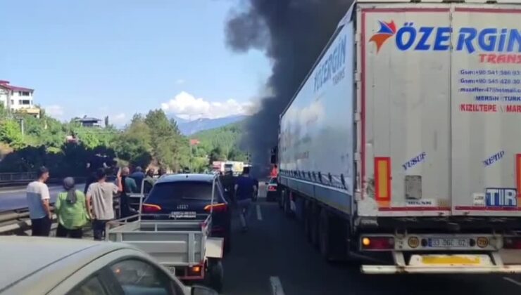 Büyükbaş hayvan yüklü tırda yangın çıktı